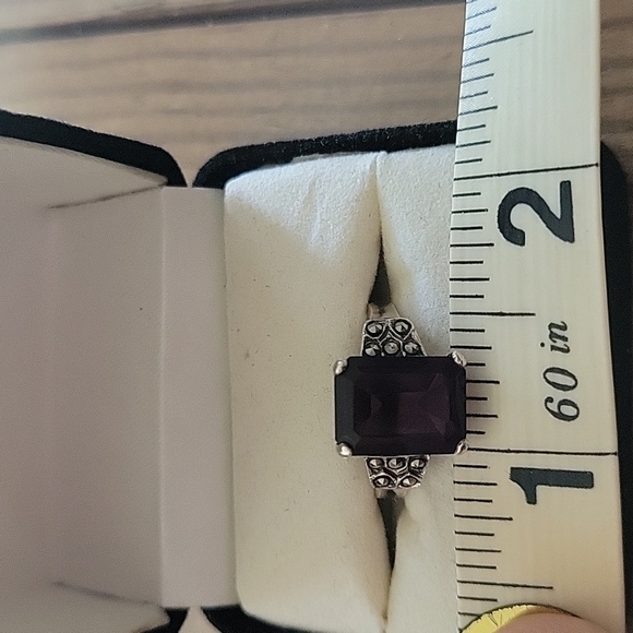 Amethyst Marcasite Sterling Ring - Picture 10 of 13